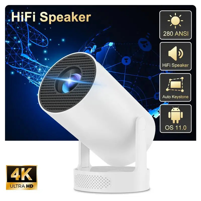 Mini Portable Projector HY300 Ultra HD 4K 720P Android 11