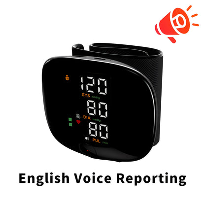 English Voice Activated Portable LED Wrist Blood Pressure Monitor