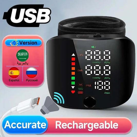 New Touch Screen LED Rechargeable Wrist Blood Pressure Monitor