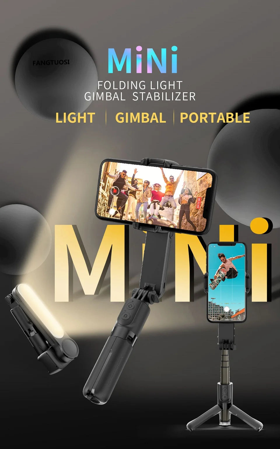 Gimbal Stabilizer For iPhone Android Cell Mobile Phone