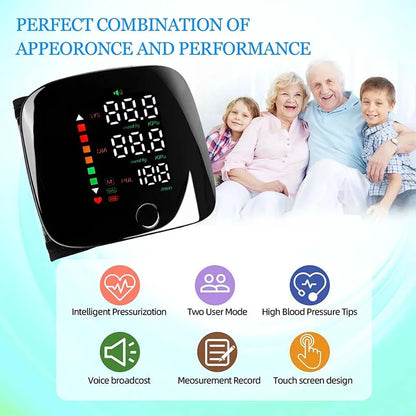New Touch Screen LED Rechargeable Wrist Blood Pressure Monitor