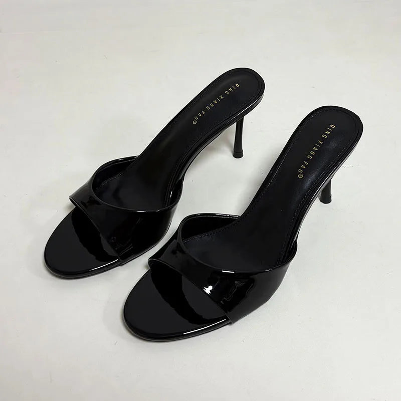 Women's Heeled Sliders | Elegant Thin Heel Slide Sandals