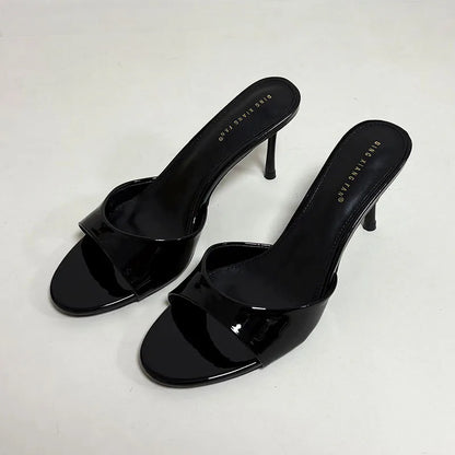 Women's Heeled Sliders | Elegant Thin Heel Slide Sandals