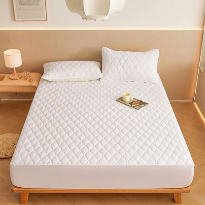 1PC Thicken Solid Color Checked Mattress Cover,Cotton-padded Breathable,Dust Proof,All SeasonsSuitable For The Bedroom,