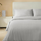 Good Nite King Duvet Cover Set - 200TC Stripe Pattern, Zipper Closure & Corner Ties
