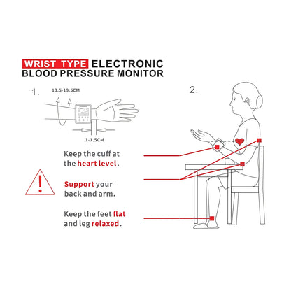 English Voice Activated Portable LED Wrist Blood Pressure Monitor