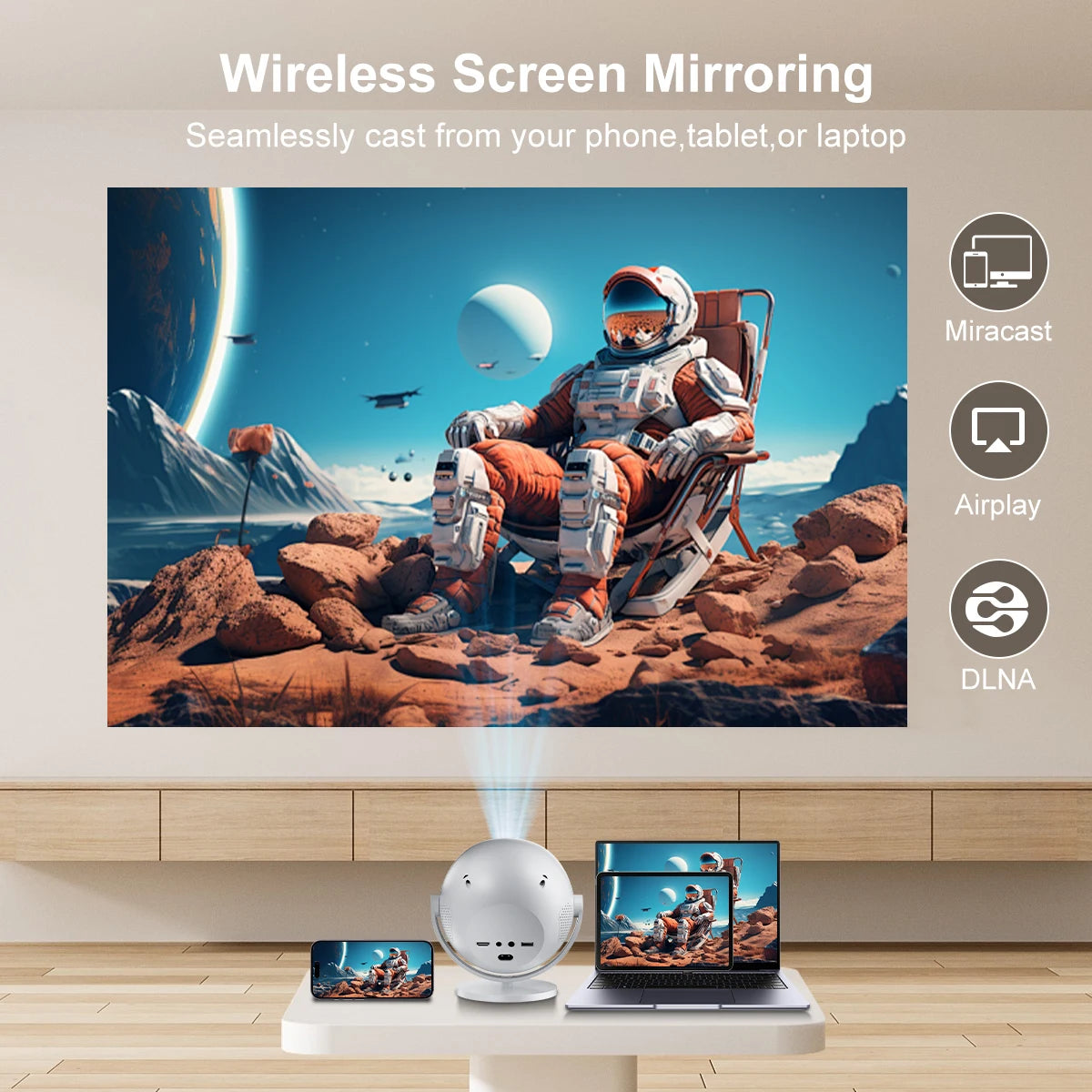 Salange Native 1080P 340ANSI 4K Mini Projector Andorid TV11.0 P360 360°