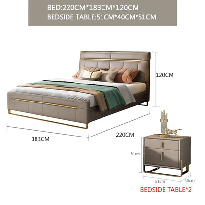 Modern bedroom  minimalist bed bedroom double bed1.8M master bedroom high box marriage bed leather art soft bed