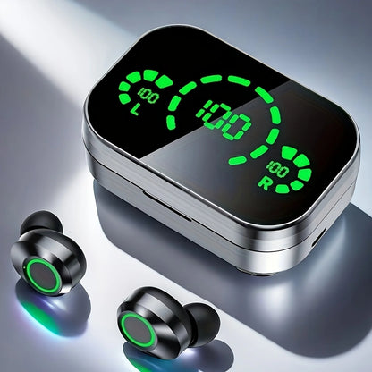 Wireless earphones with mirrored LED display, touch control,stereo in ear wireless earphones, suitable for IOS and Android