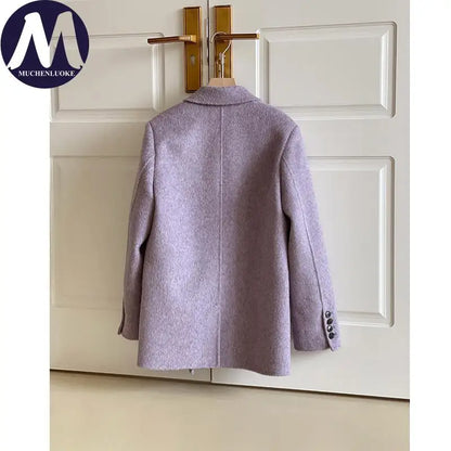 New Elegant Long Sleeves Short Woollen Jacket