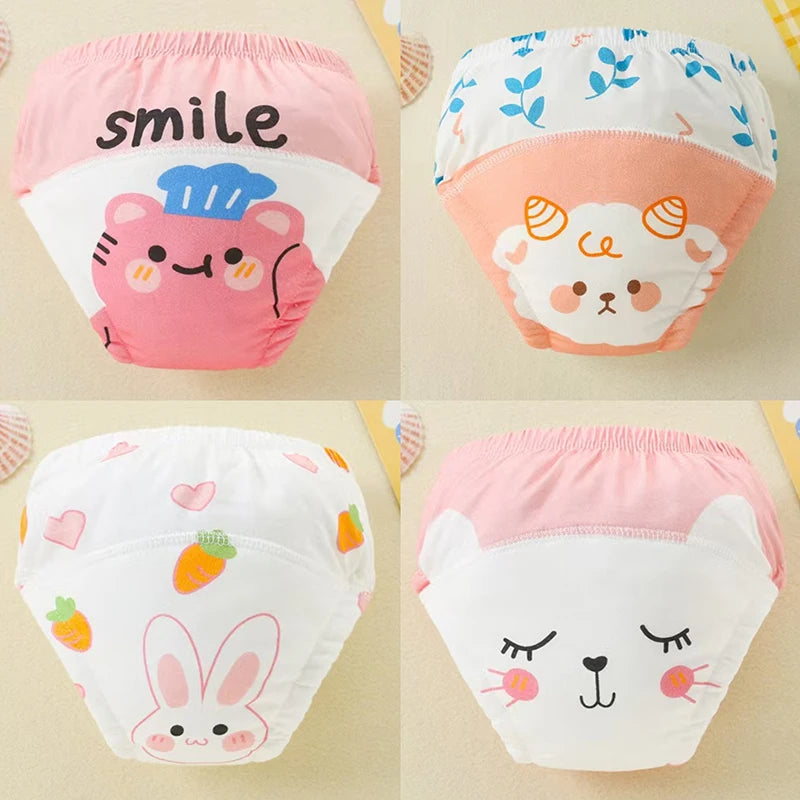 4PCS Baby Waterproof Diapers Pee Shorts Underwears Reusable Soft Ecological Cotton Toddler Potty Training Pants For Boys Girls