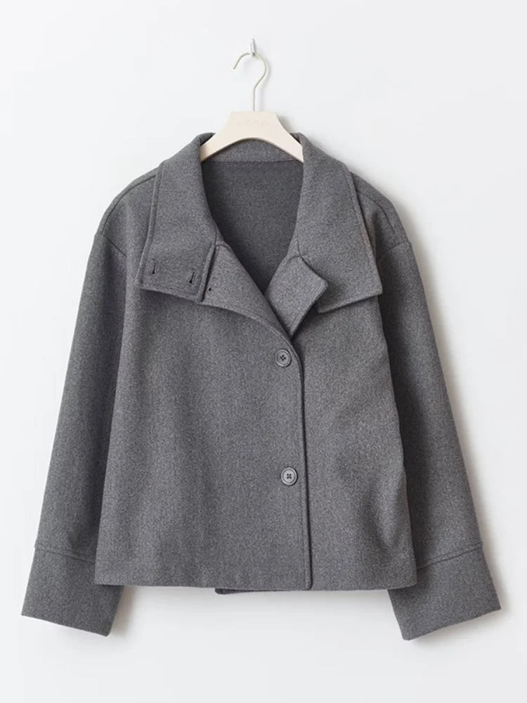 Women's Stand Collar Wool-Blend Coat