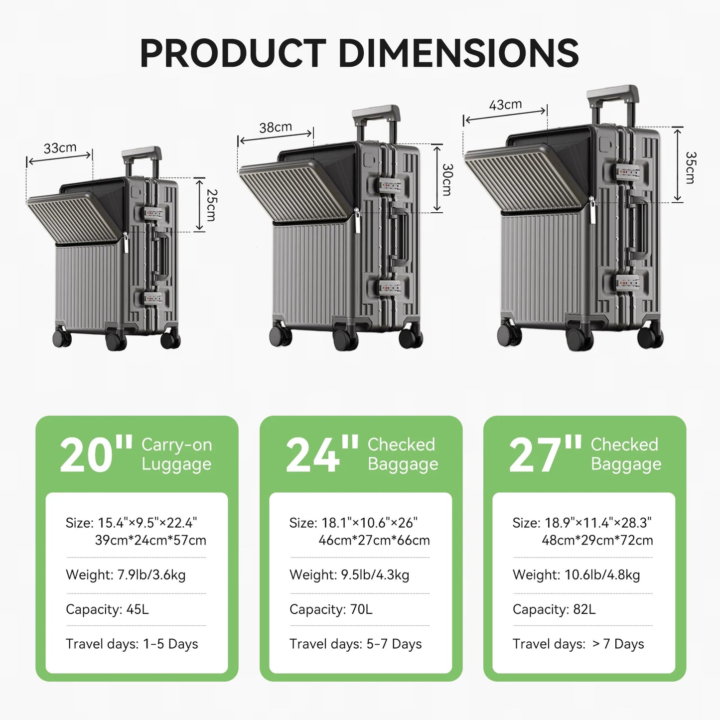 AIWEIN Aluminium Frame Suitcase PC Hard Shell