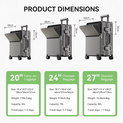 AIWEIN Aluminium Frame Suitcase PC Hard Shell