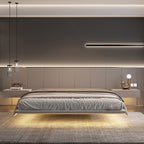 king size bedroom Suspended bed headboard twin wooden Technology cloth twin Double bed frames lamp cama matrimonial furniture