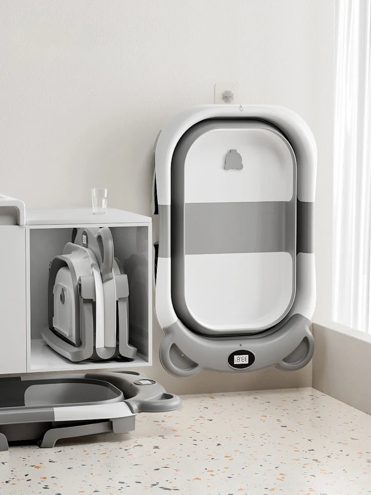 Portable Collapsible Baby Bathtub with Thermometer