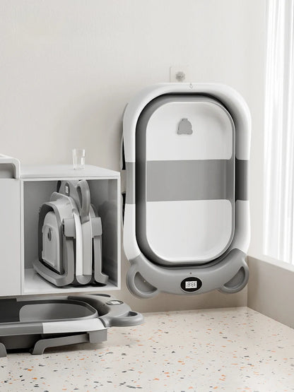 Portable Collapsible Baby Bathtub with Thermometer