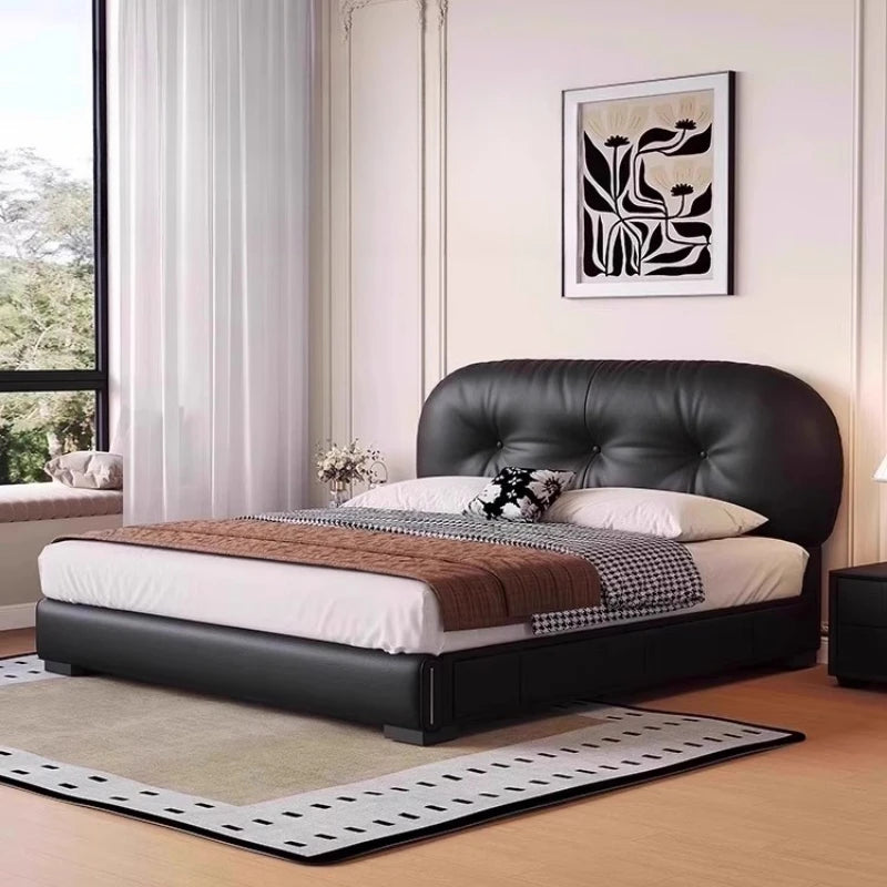 Modern Storage Bed | Cream-Colored Minimalist Design