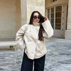 Women's Stand Collar Wool-Blend Coat