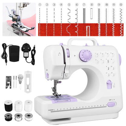 APWIKOGER 505A Portable Sewing Machine for Beginners | 12 Stitch Patterns with Foot Pedal