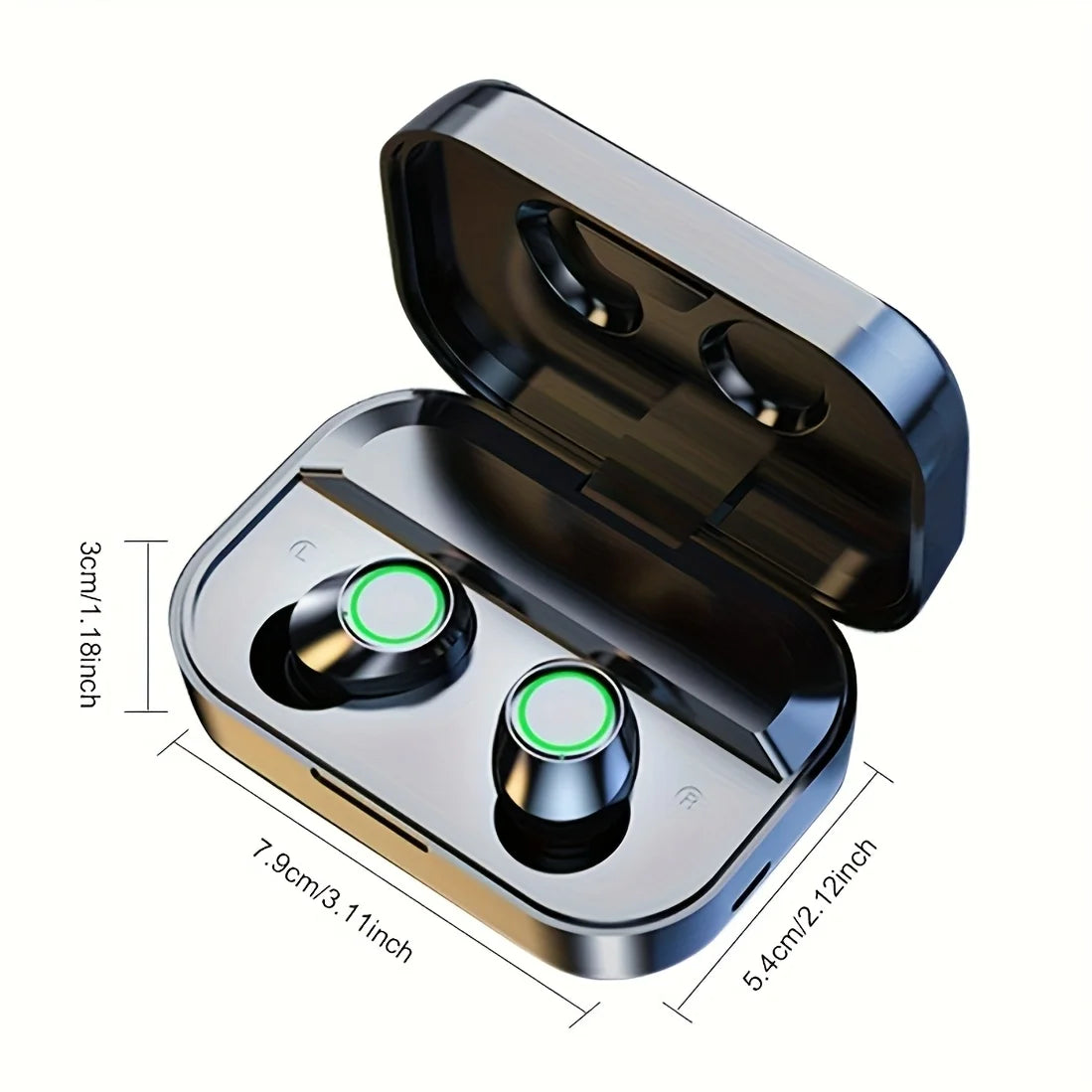 Wireless earphones with mirrored LED display, touch control,stereo in ear wireless earphones, suitable for IOS and Android