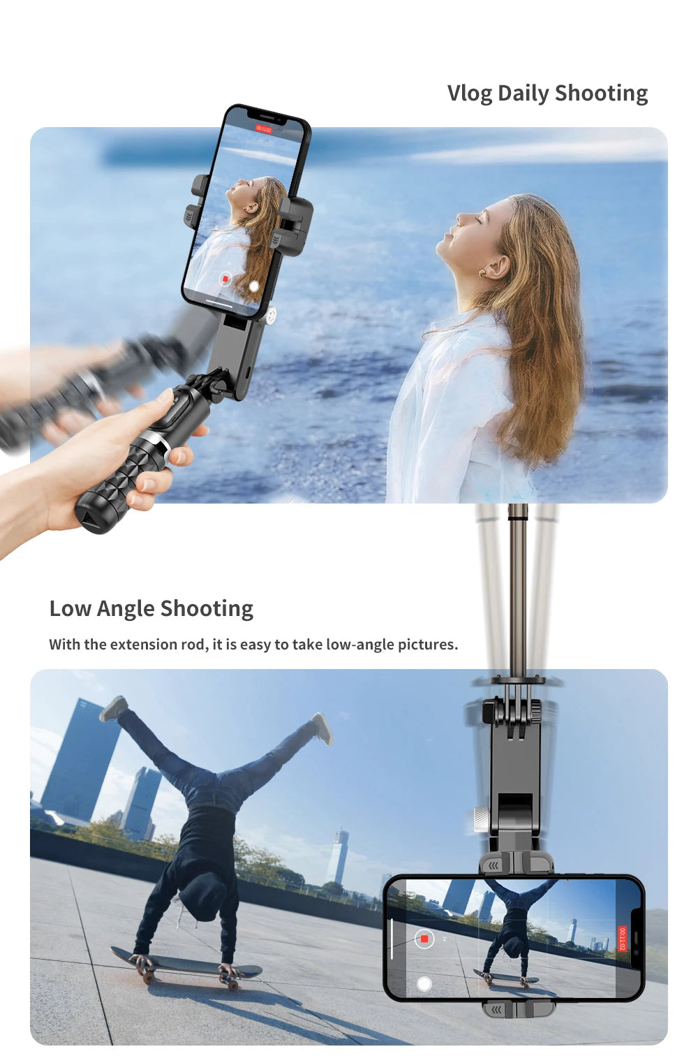 Selfie Stick Phone Gimbal Stabilizer For iPhone Android