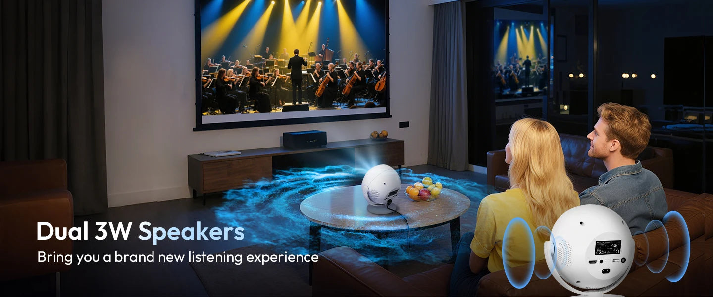 XGODY 350 ANSI Lumens 4K Portable Android Projector with WiFi 6, Bluetooth, & 50% Zoom