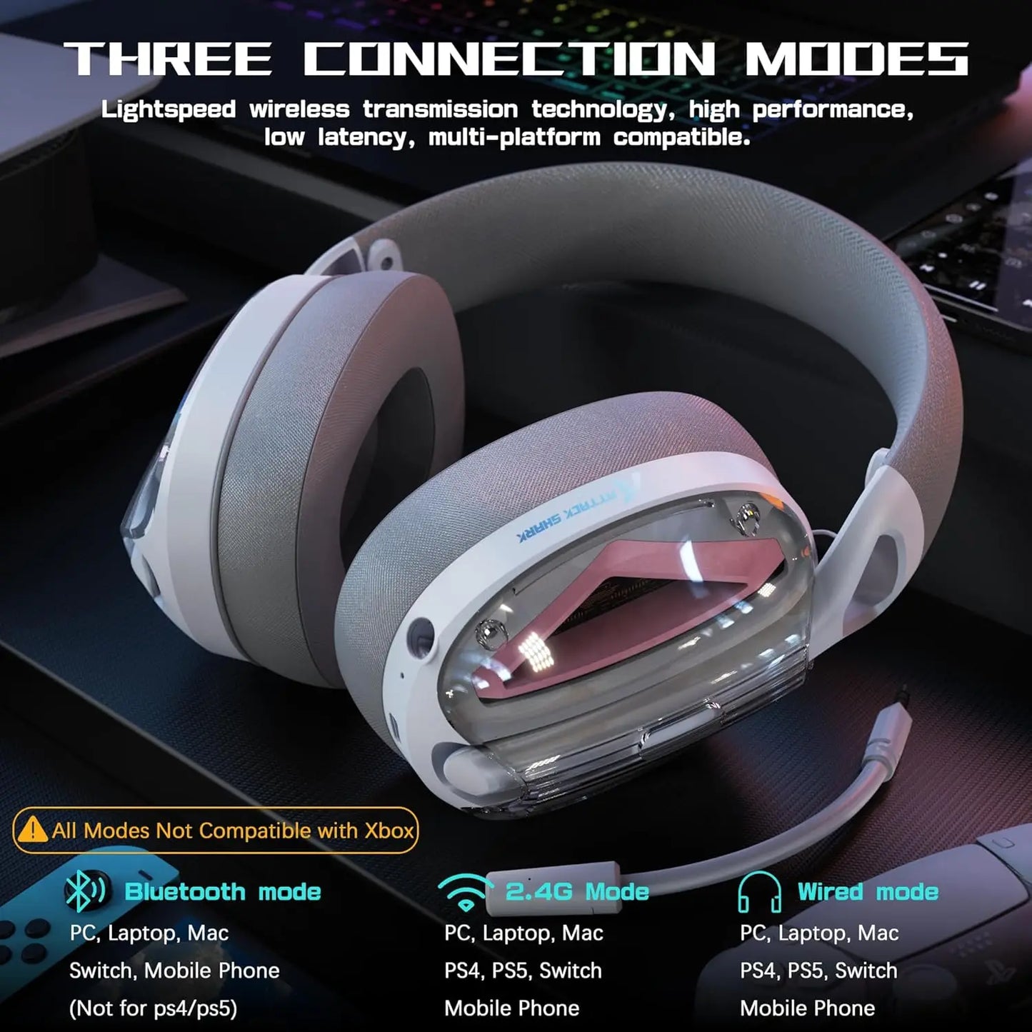 Attack Shark L60 Ultra-Light Tri-Mode Gaming Headset
