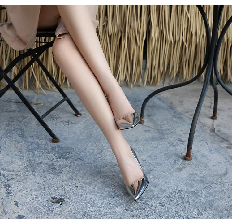 MAIERNISI Women's Elegant High Heel Pumps - 12cm Gold Pointed Toe Stilettos