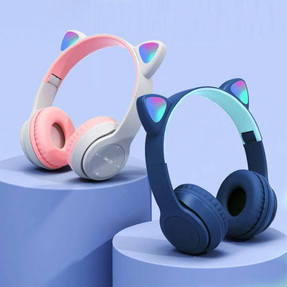 Cat Ear Headphones with LED Glow Lights | Wireless Bluetooth Over-Ear Headset