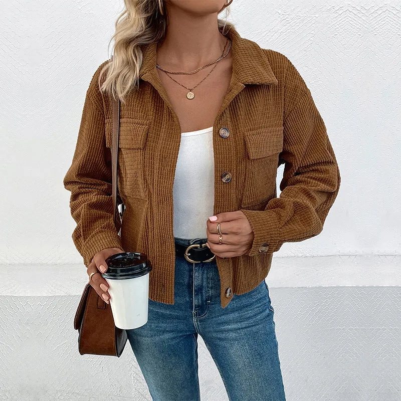 Women's Open-Front Coat | Y2K Elegant Style with Turn-Down Collar & Loose Fit