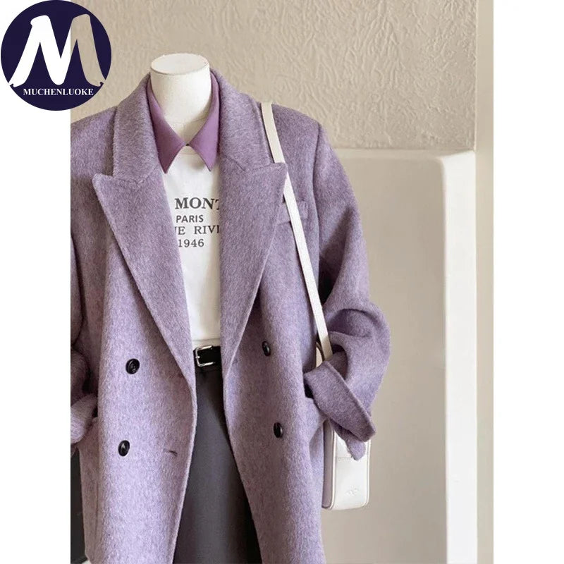 New Elegant Long Sleeves Short Woollen Jacket