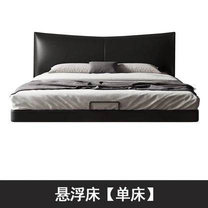 Black Leather Italian King Size Bed Frame