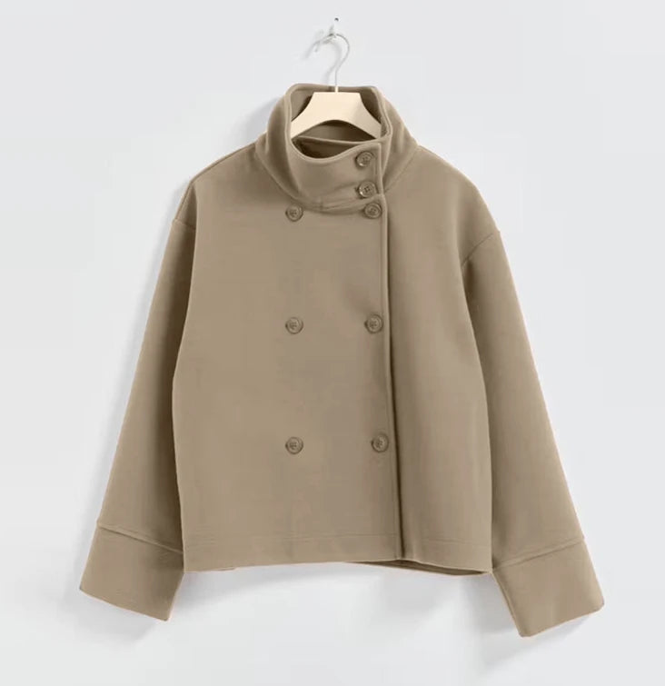 Women's Stand Collar Wool-Blend Coat