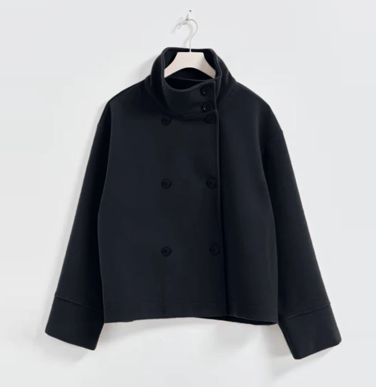Women's Stand Collar Wool-Blend Coat