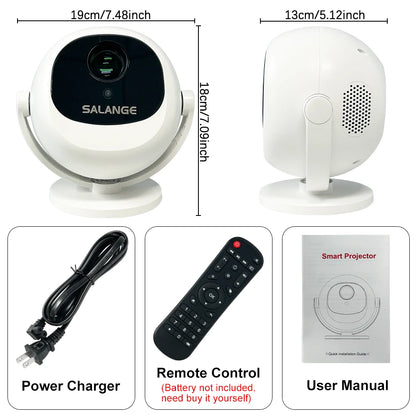 Salange Native 1080P 340ANSI 4K Mini Projector Andorid TV11.0 P360 360°