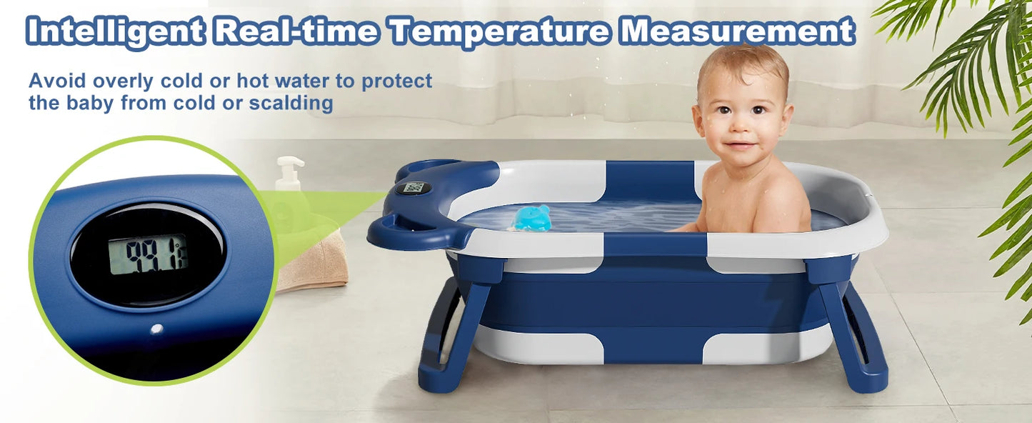 Portable Collapsible Baby Bathtub with Thermometer