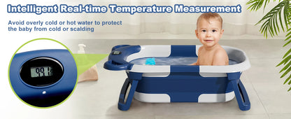 Portable Collapsible Baby Bathtub with Thermometer