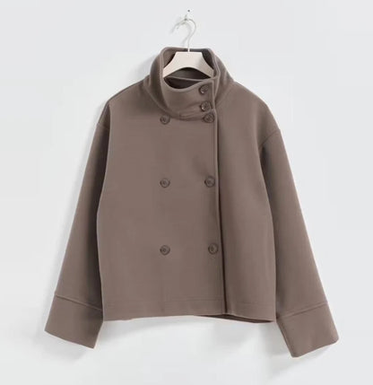 Women's Stand Collar Wool-Blend Coat