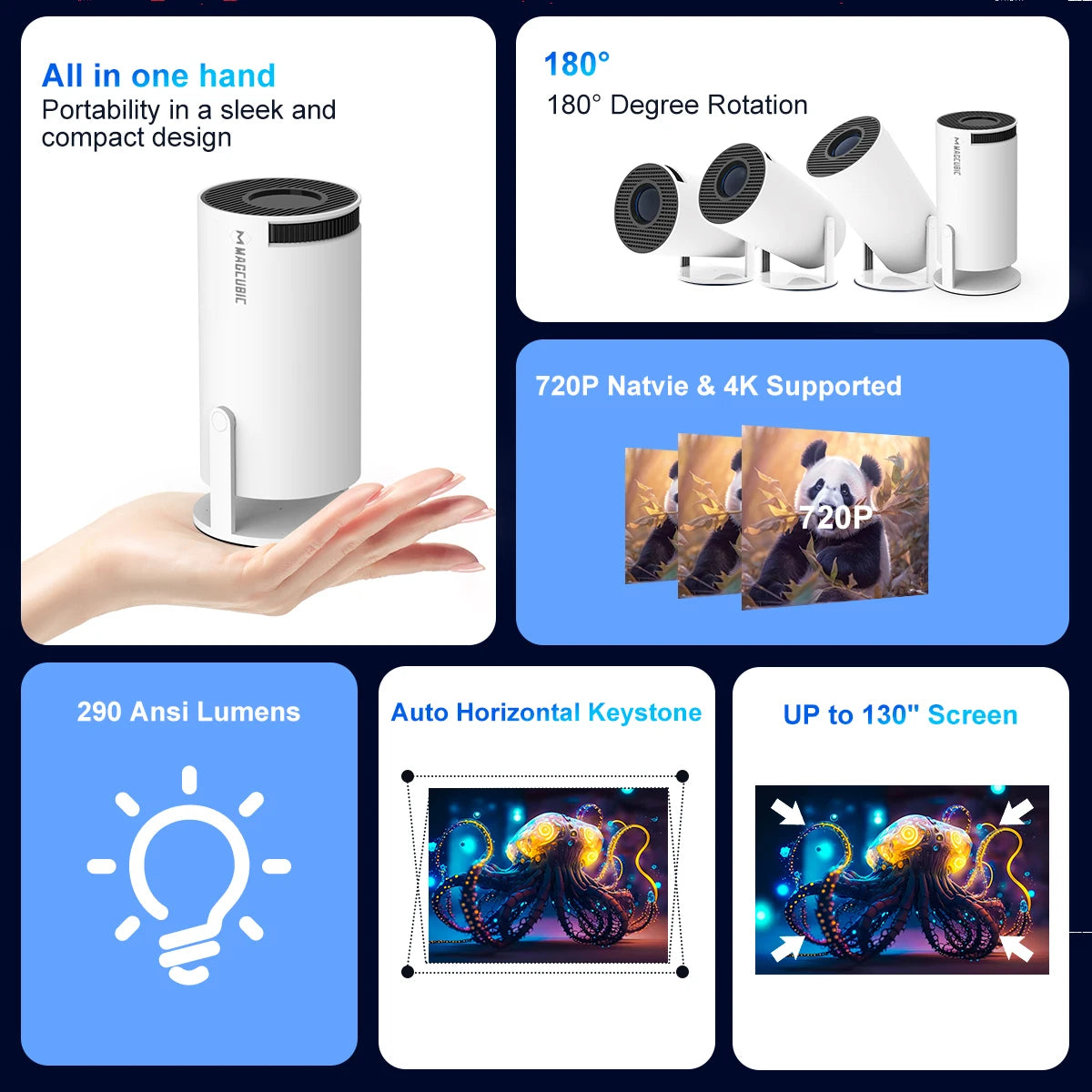 Magcubic Projector Android 11 4K 1280*720P HY300 Pro + Dual Wifi