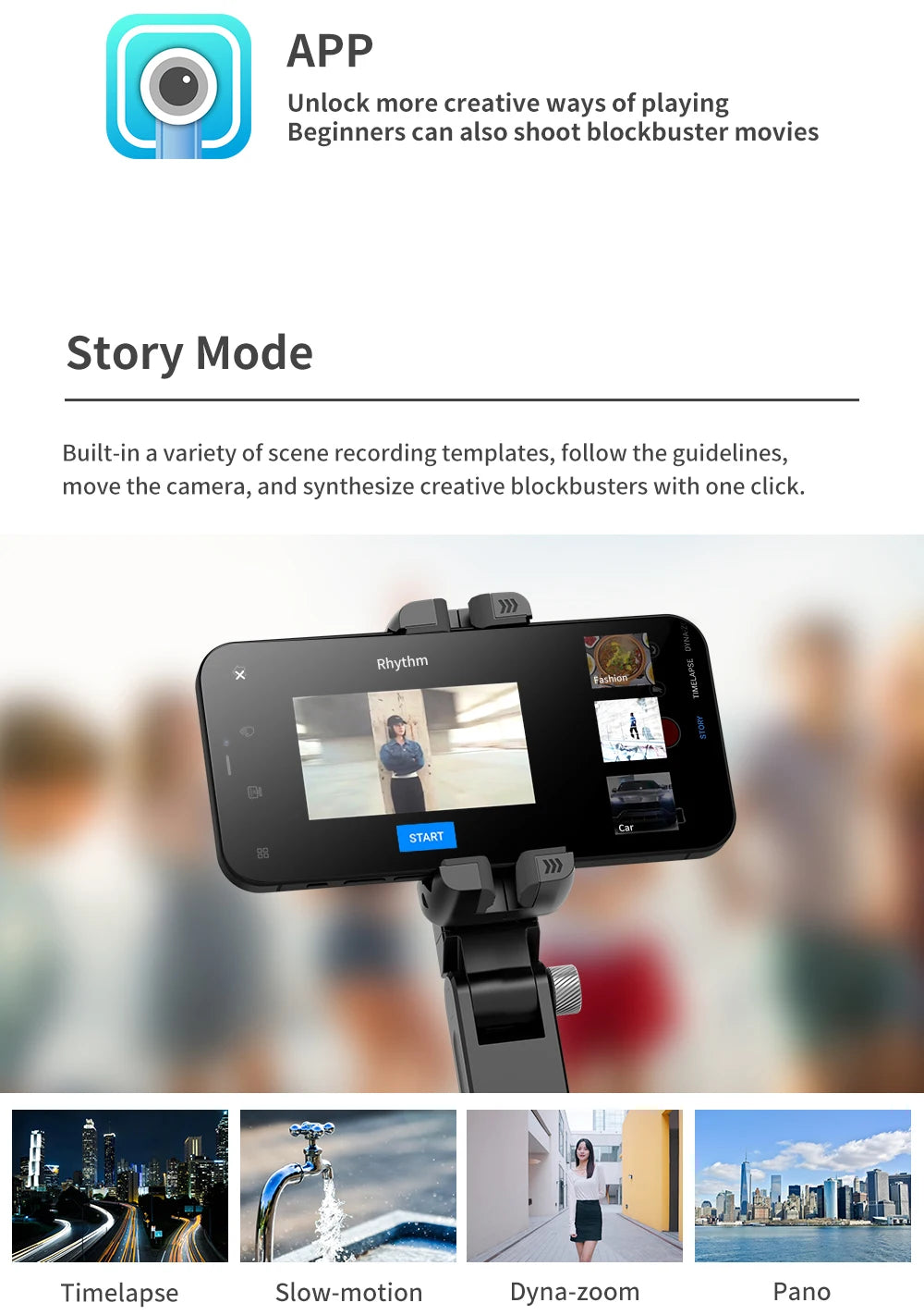 Selfie Stick Phone Gimbal Stabilizer For iPhone Android