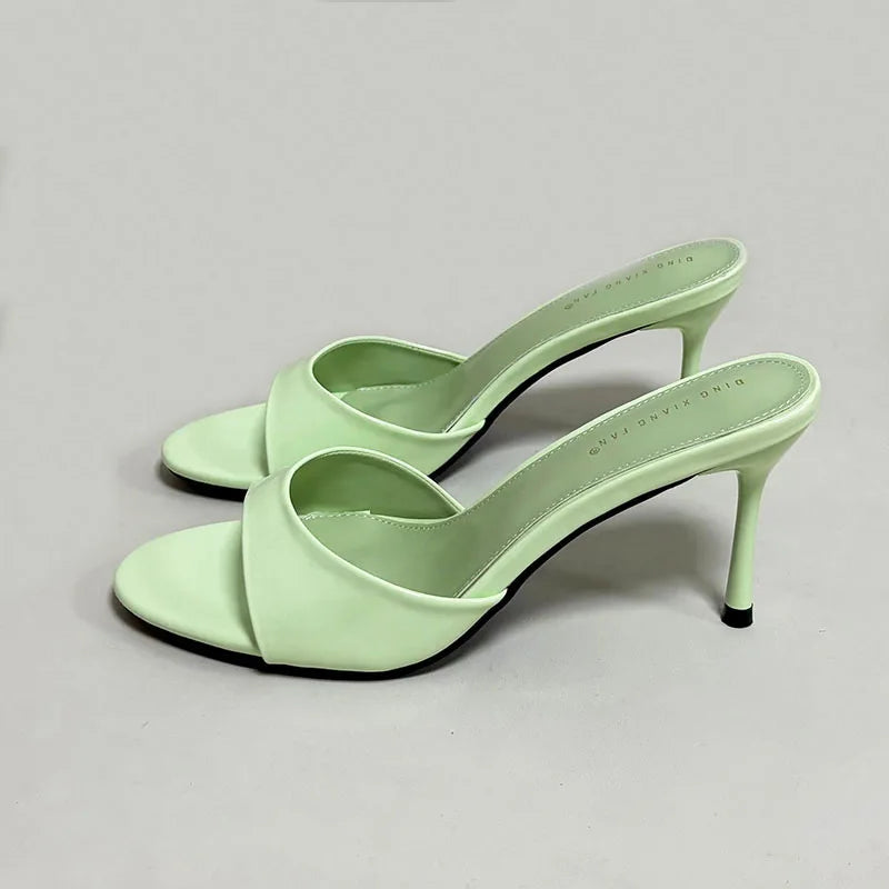 Women's Heeled Sliders | Elegant Thin Heel Slide Sandals