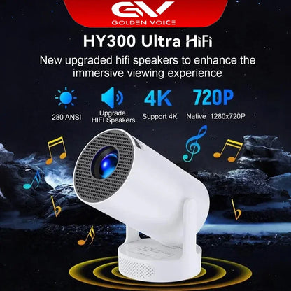 Mini Portable Projector HY300 Ultra HD 4K 720P Android 11