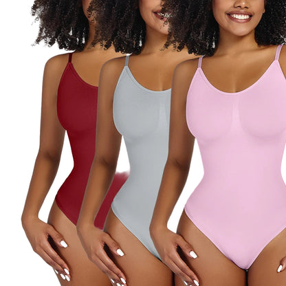 Three women wearing different colored swimsuits with a 'More Colors' option on the left.