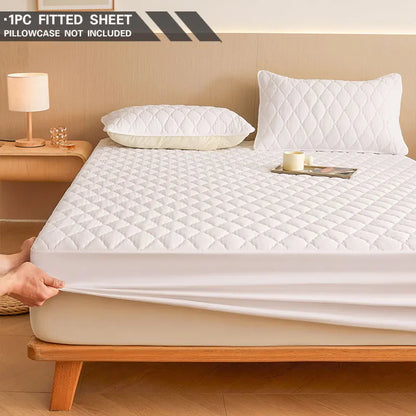 1PC Thicken Solid Color Checked Mattress Cover,Cotton-padded Breathable,Dust Proof,All SeasonsSuitable For The Bedroom,
