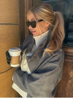 Women's Stand Collar Wool-Blend Coat