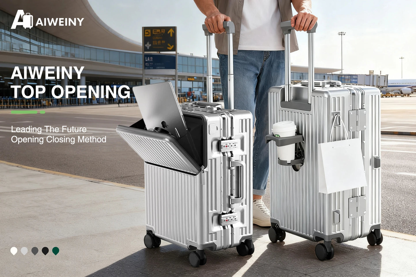 AIWEIN Aluminium Frame Suitcase PC Hard Shell