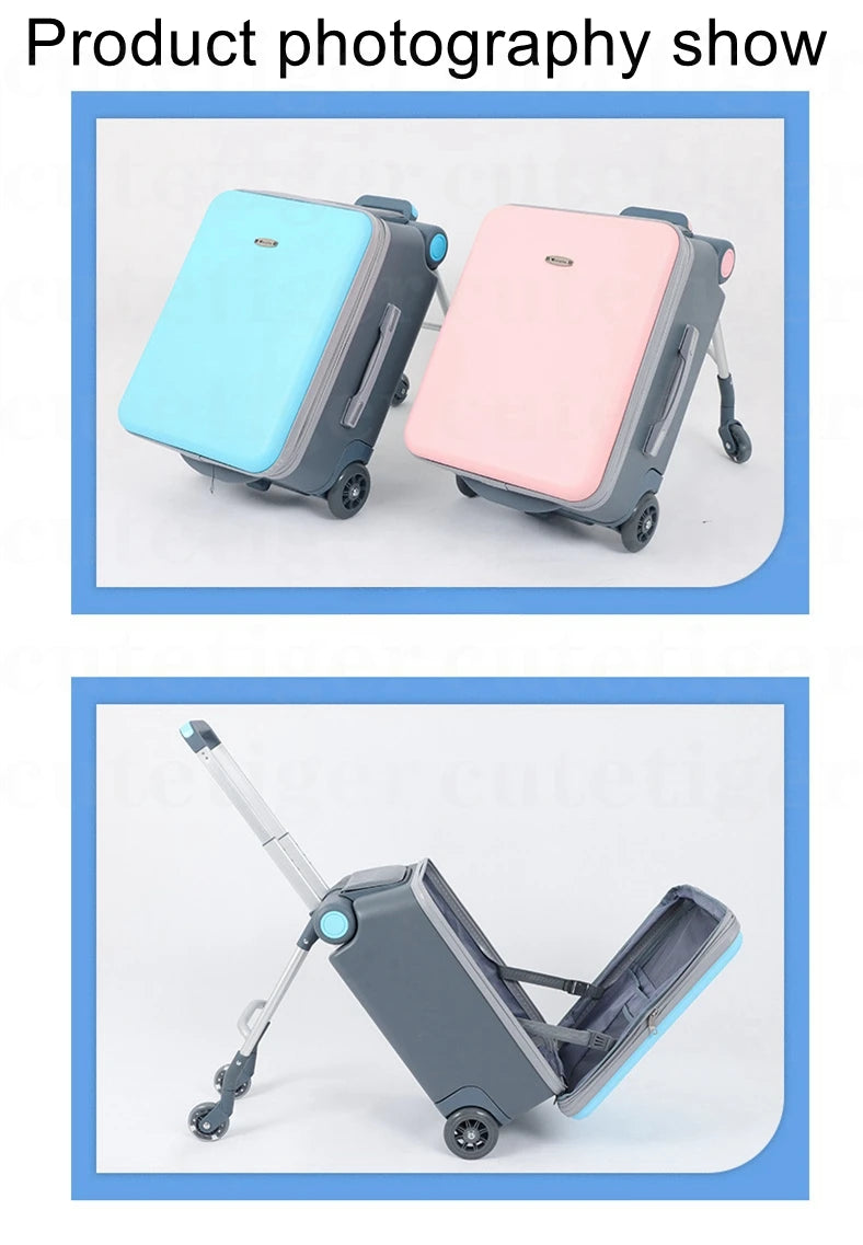 Can boarding suitcase Can sit and ride children's trolley bags lazy slip walker children's travel