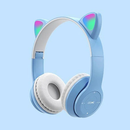 Cat Ear Headphones with LED Glow Lights | Wireless Bluetooth Over-Ear Headset