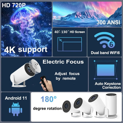 DITONG HY300 Plus Projector Android 4K 1280*720P Dual Wifi
